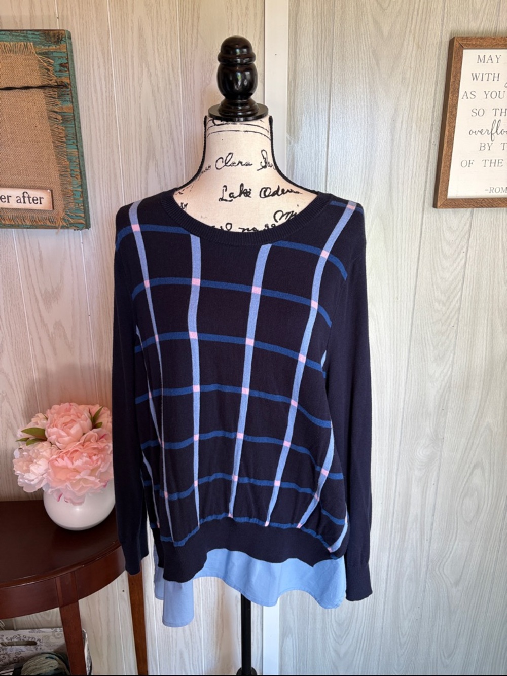 The Limited XL Navy Knit Crewneck Sweater